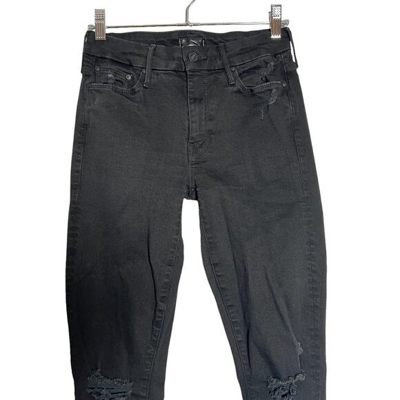 MOTHER Looker Ankle Fray Skinny Jeans SIZE 25 Guilty as Sin Black Denim - Picture 11 of 13